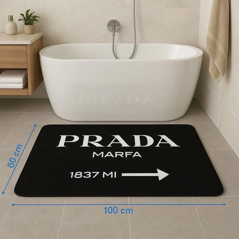 Čierne zamatové kúpeľňové predložky v súprave 2 ks 60x100 cm Prada – Mila Home