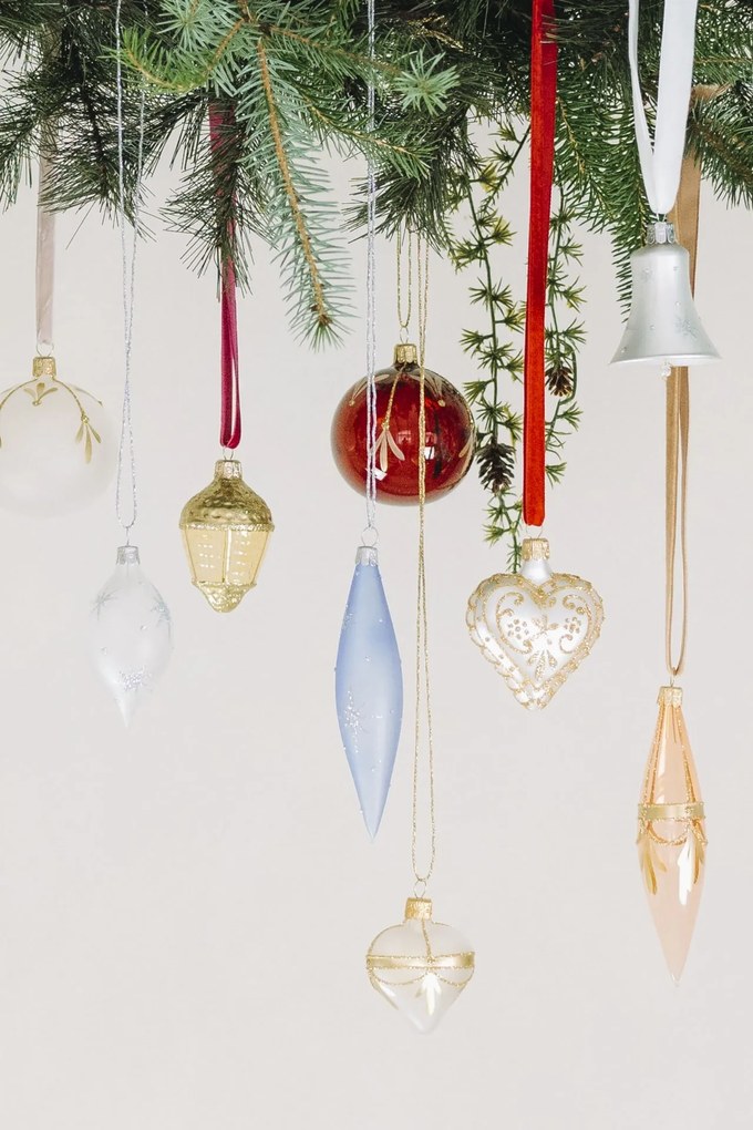 Bella Rose Sklenená vianočná ozdoba Srdce Biela Mat