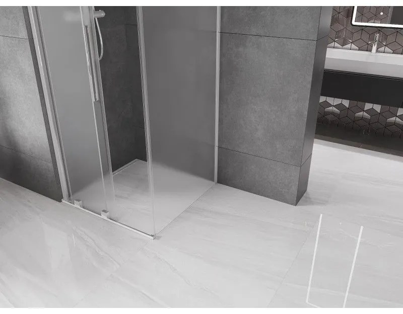 Mexen Velar, sprchový kút s posuvnými dverami 100 x 100 cm, 8mm sklo námraza, chrómová, 871-100-100-31-01