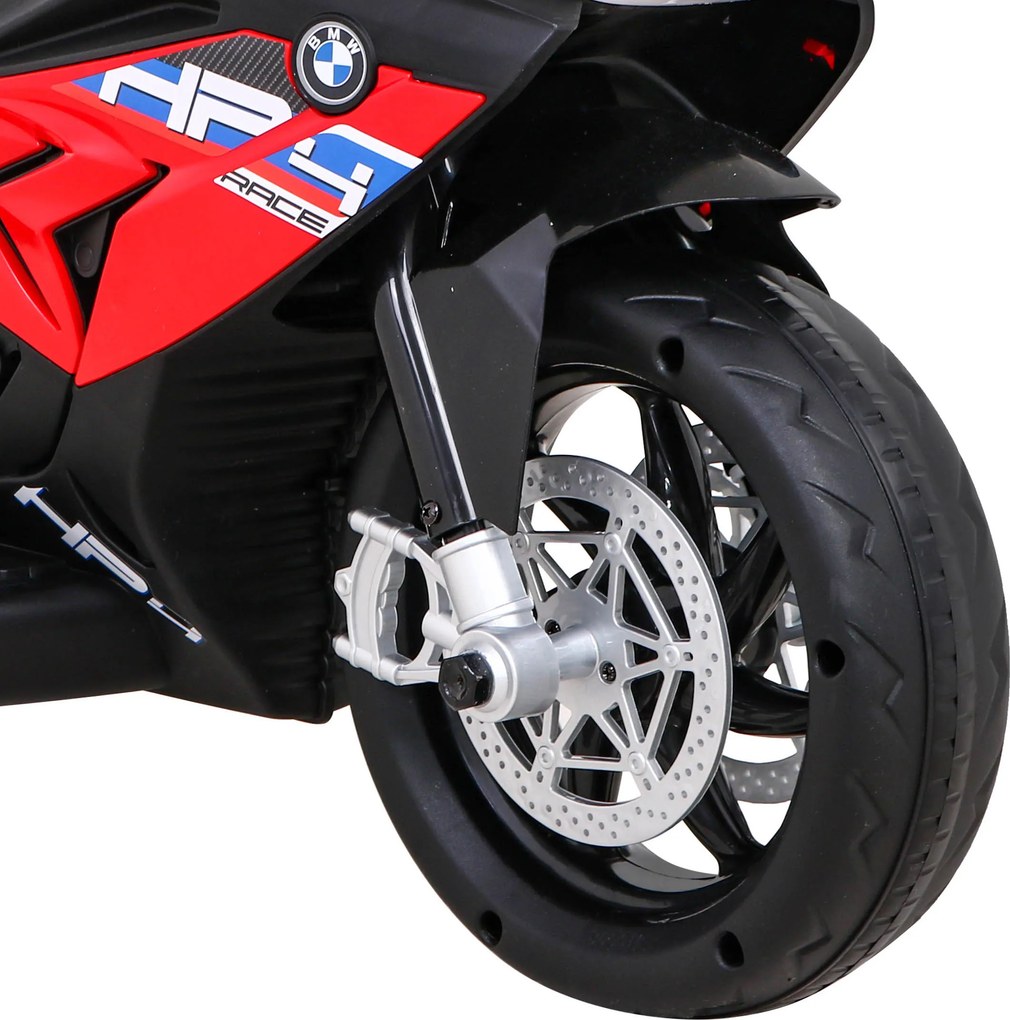 Ramiz BMW HP4 detský motocykel na batérie červený + 3 kolieska + LED + MP3 USB + ekokoža