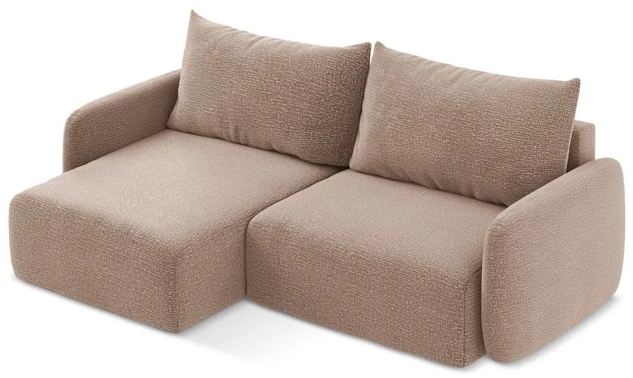 Svetlohnedá rozkladacia/s úložným priestorom rohová pohovka (ľavý roh) Kalena – Makamii