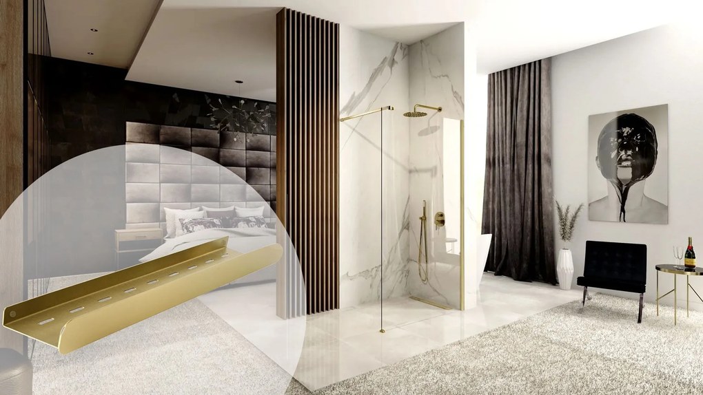 Rea Rea, Kúpeľňová polica SF03 60cm gold brush, REA-06009