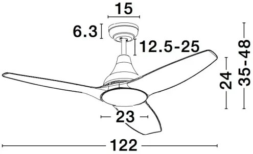 Stropný ventilátor Samoa 12.2 čierne s diaľkovým ovládaním