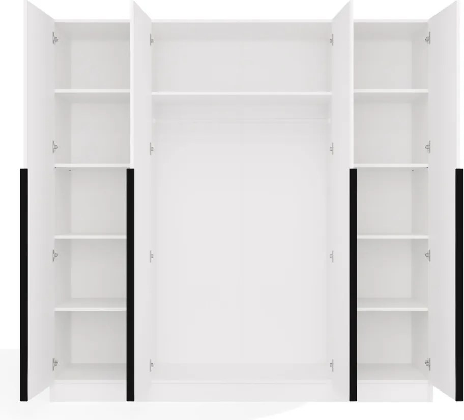 Šatní skříň Senso 4D 200 cm bílá/černá