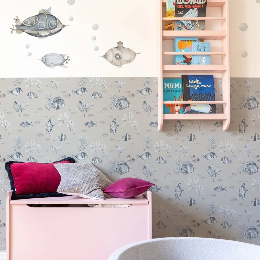 Tapeta čiernobielej rybičky béžová 280x50 cm