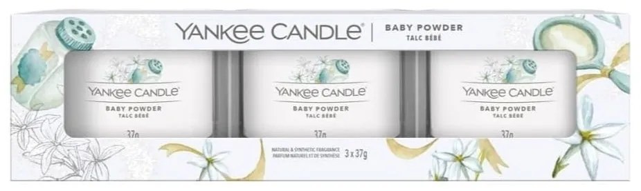 Yankee Candle Votívna sviečka v skle Yankee Candle 3 ks – Baby powder