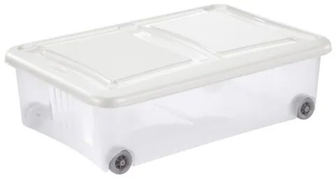 Tontarelli Úložný box s vekom Stockbox 28 l,  transparentná/biela, S