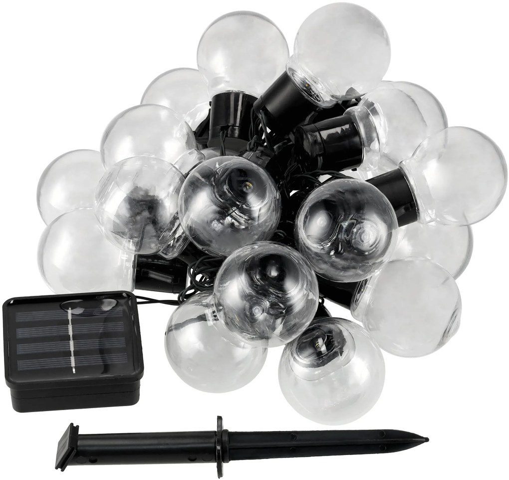 BERGE Solárna lampa 5m + 20 žiaroviek Garden Solar IP44 Vonkajšie