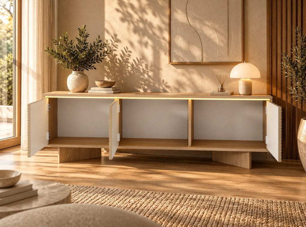 TV STOLÍK GALLIANO DUB BOLIVAR + CAPPUCCINO LED 154 cm