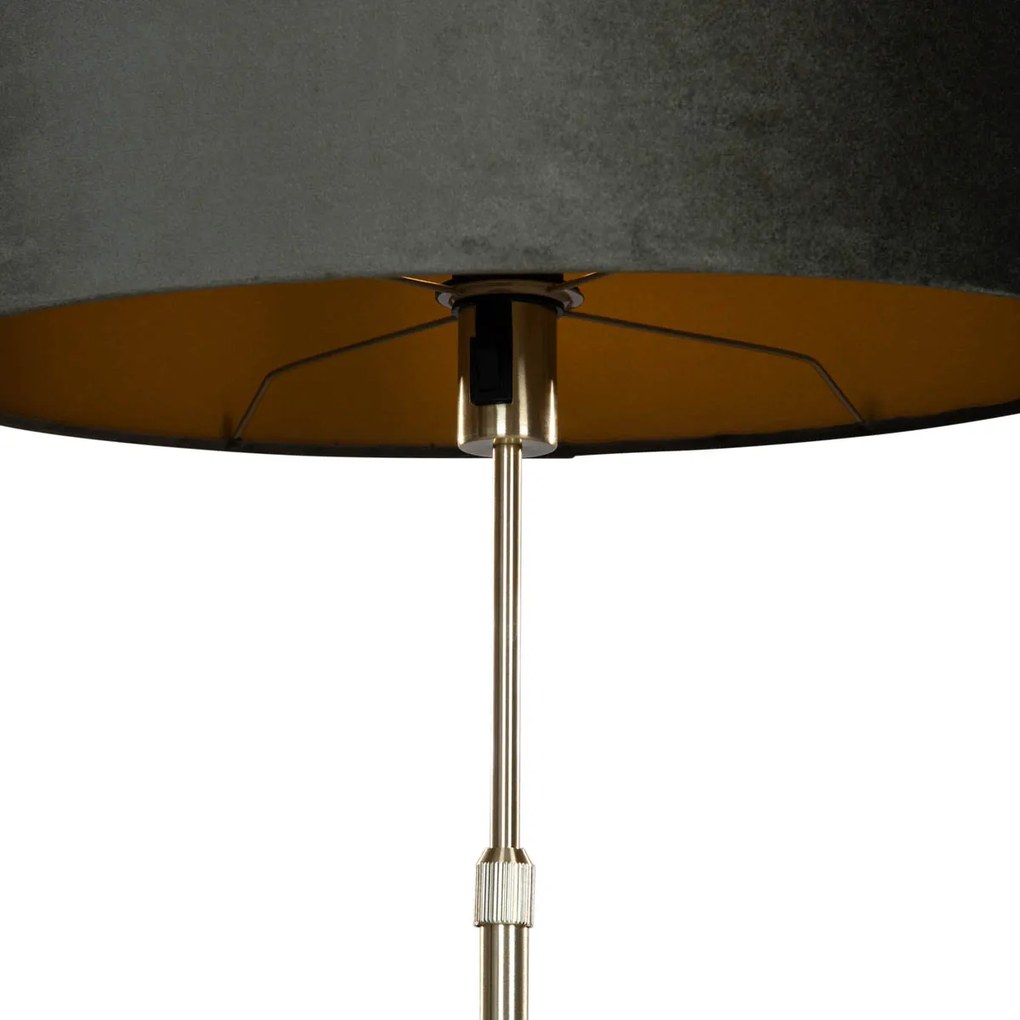 Stojacia lampa zlatá s oválnym zamatovým tienidlom zelená 50 cm - Parte