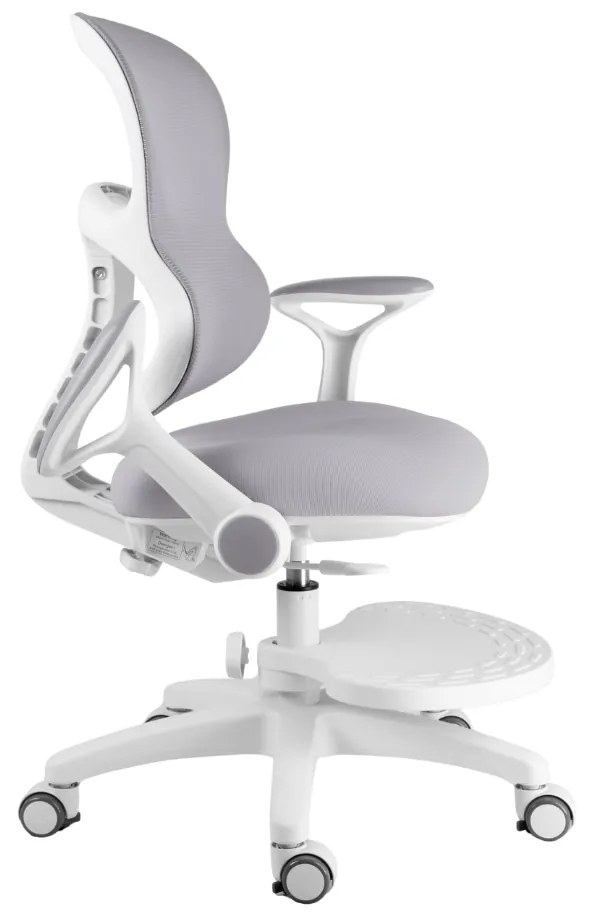 Detská rastúca stolička Neoseat JUNI 006 — látka, prateľný poťah, sivá