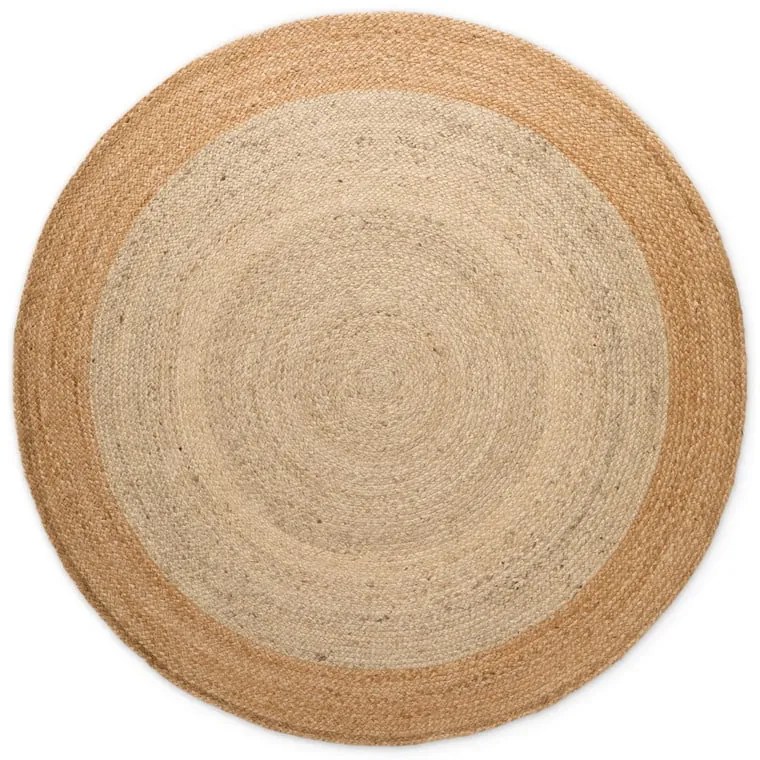 Obojstranný/ručne tkaný jutový okrúhly koberec slonovinový ø 120 cm Jutta Ivory – Hanse Home