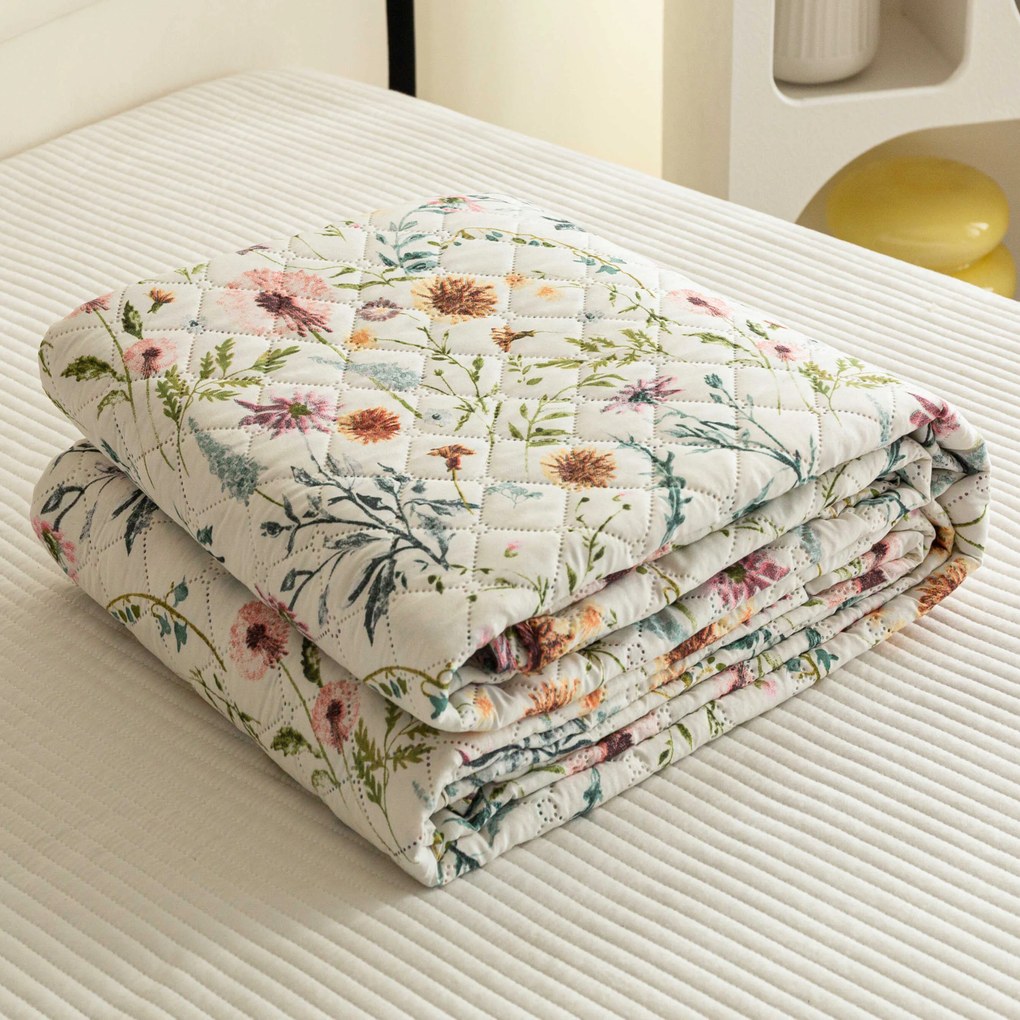 Prehoz na posteľ HERBALIS krémový Rozmer: 170 x 210 cm