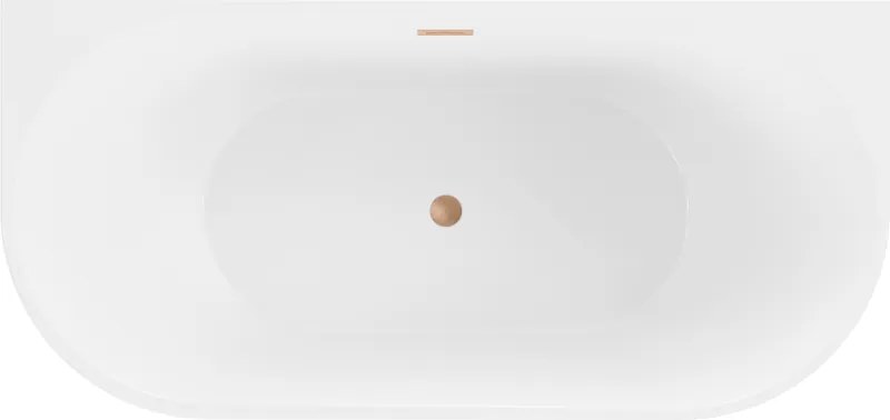 Mexen Oval, voľne stojaca nástenná vaňa 150 x 75 cm, biela-čierna, medený prepad, 52671507575-65