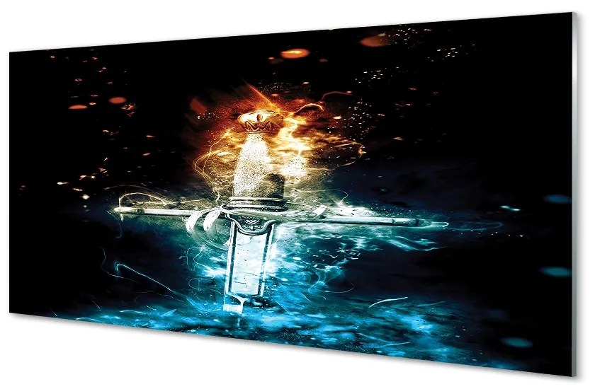 Sklenený obraz Sword of farebné dymu 100x50 cm