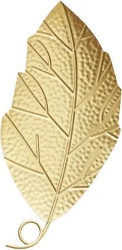 Kovová nástenná dekorácia Zlatý list, 30x55 cm%