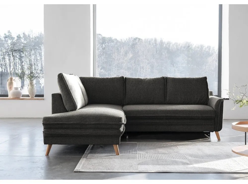 Tmavosivá rozkladacia rohová pohovka (ľavý roh) Charming Charlie – Miuform