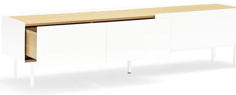 Biely/v prírodnej farbe TV stolík v dekore duba 180x45 cm Arista – Teulat