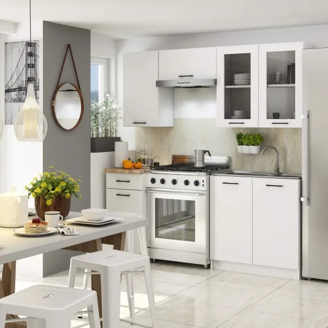 Kuchynská linka OLIVIA H720 1.8 m s vitrínou biela