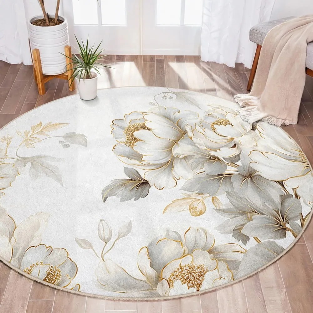 Prateľný okrúhly koberec vo svetlosivej a béžovej farbe ø 100 cm Soft and Gentle – Mila Home