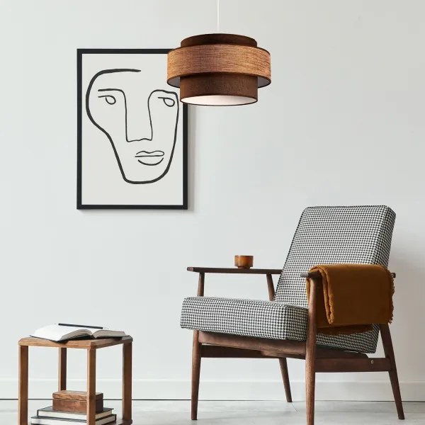 Luster na lanku GRACE 1xE27/60W/230V pr. 40 cm hnedá/béžová