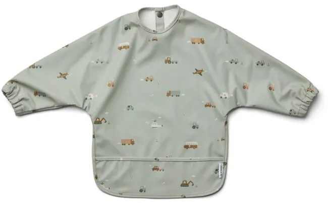 Liewood Nepremokavý podbradník s rukávmi Merle: Vehicles dove blue mix