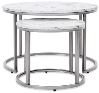 SADA 2x Konferenčný stolík PAOLA pr. 38/60 cm šedá/dekor mramoru