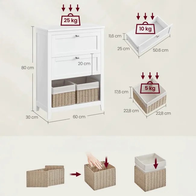 Kúpeľňová skrinka biela AUK-E1054 WT