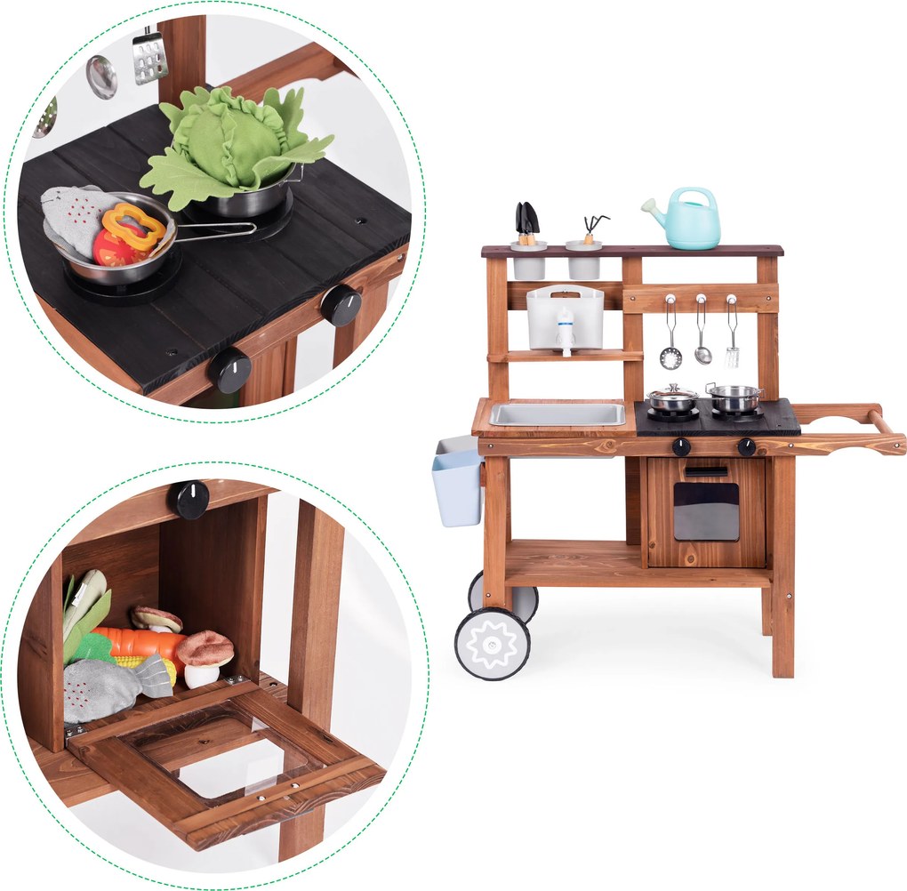 Detská kuchynka ECOTOYS z jedľového dreva