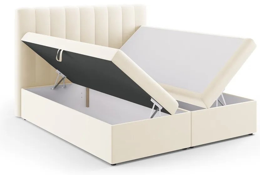 Béžová boxspring posteľ s úložným priestorom 180x200 cm Gina – Milo Casa