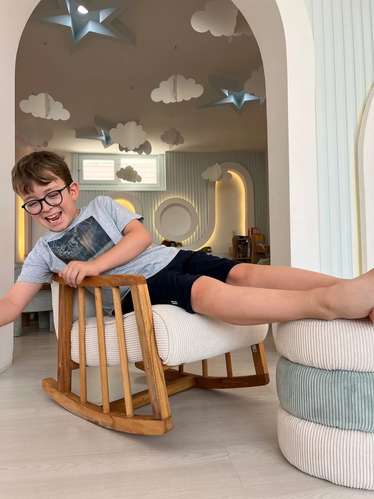 Dětské houpací křeslo Kleamini bílé/hnědé