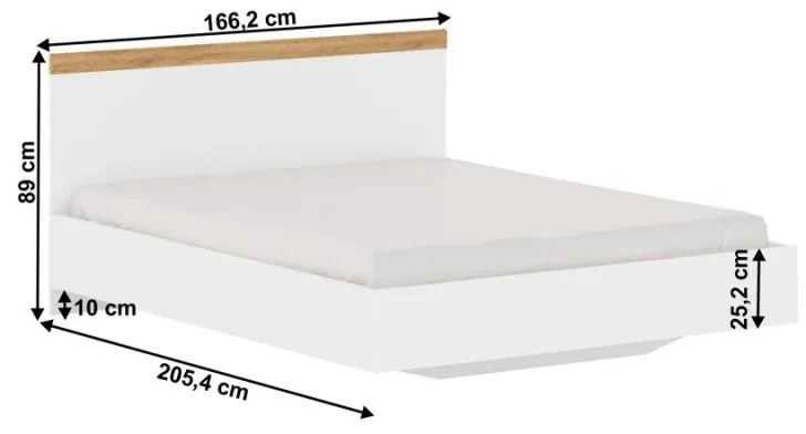 Kondela Manželská posteľ, 160x200, biela/dub wotan, VILGO