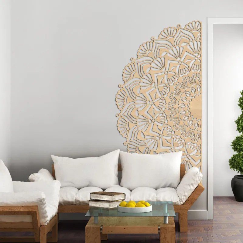 Vyrezávaná drevená dekorácia na stenu polovičná mandala | SENTOP HDF0371