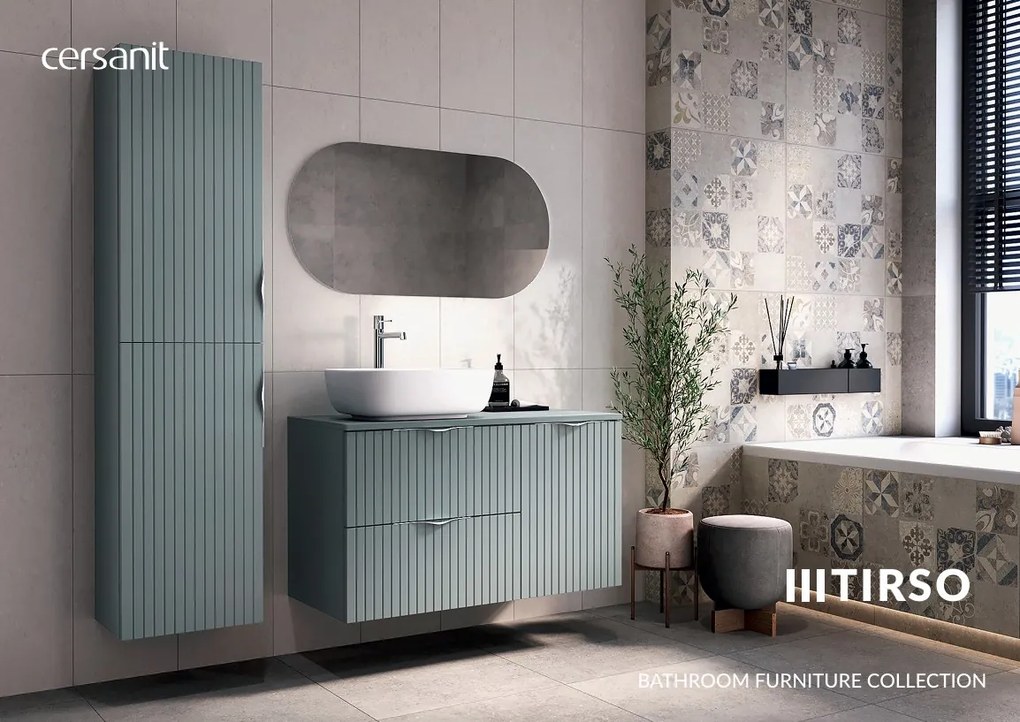 Cersanit Tirso, závesná umývadlová skrinka 594x447x572 mm + keramické umývadlo, zelená matná, S801-544