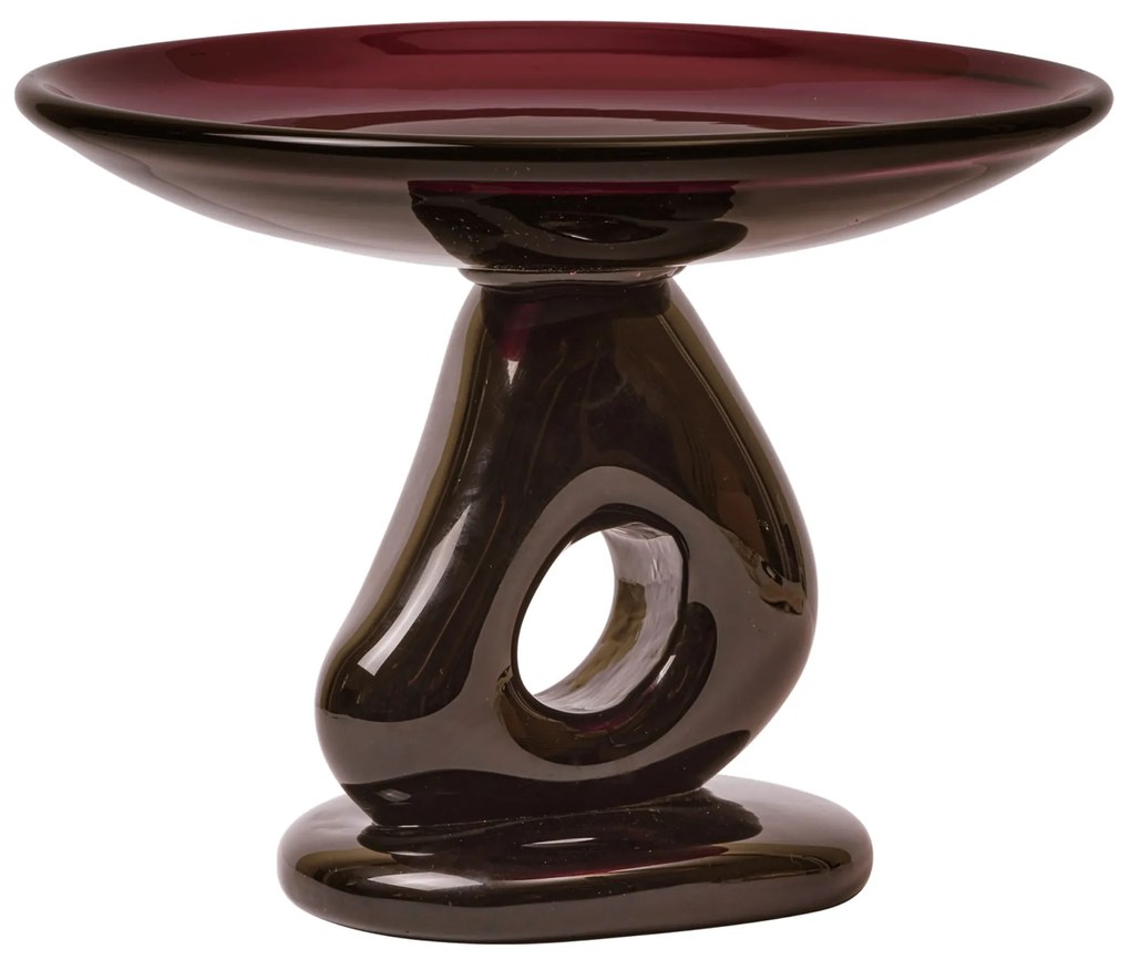 Ferm Living Sklenená misa na podstavci Damo Dark Grape Ø 30 cm