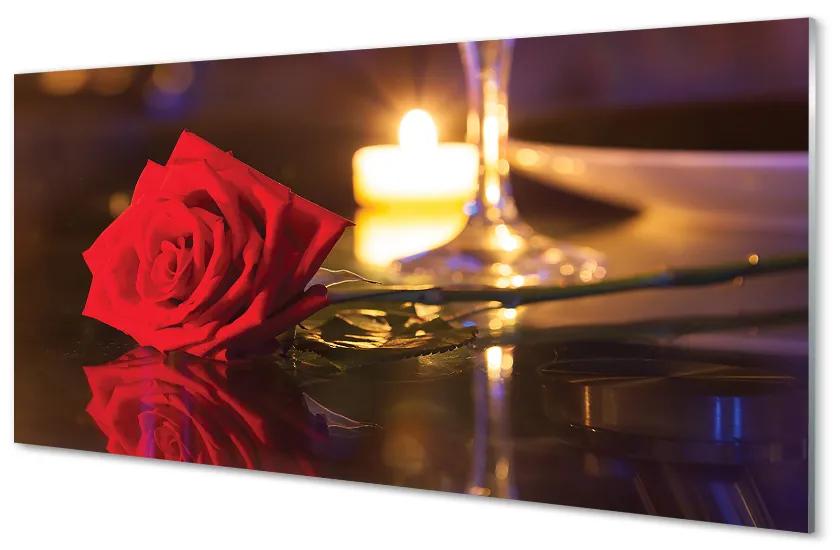 Nástenný panel  Rose sviečka sklo 100x50 cm