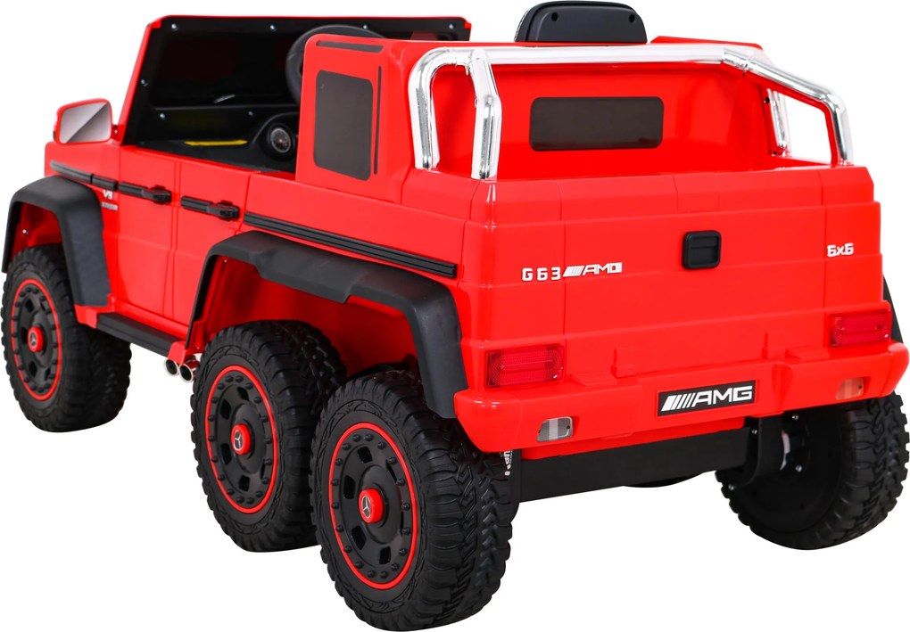 Ramiz Mercedes G63 AMG Auto na batérie Červené + diaľkové ovládanie + 6 EVA kolies + pomalý štart + MP3 LED