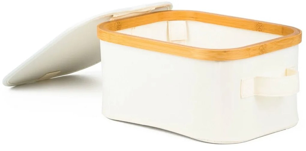 Úložný box G21 24 x 30 x 15 cm, bambusový s vekom, béžový