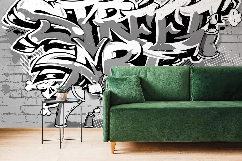 Tapeta šedý Street Art nápis so sprejmi - 450x300