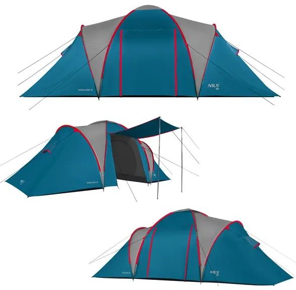 Rodinný stan NILS Camp NC6431 Highland IV modrý/svetlo sivý