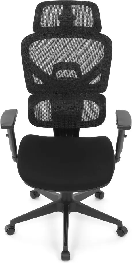 Kancelárska ergonomická stolička TRAGEL — sieťovina / látka, čierna