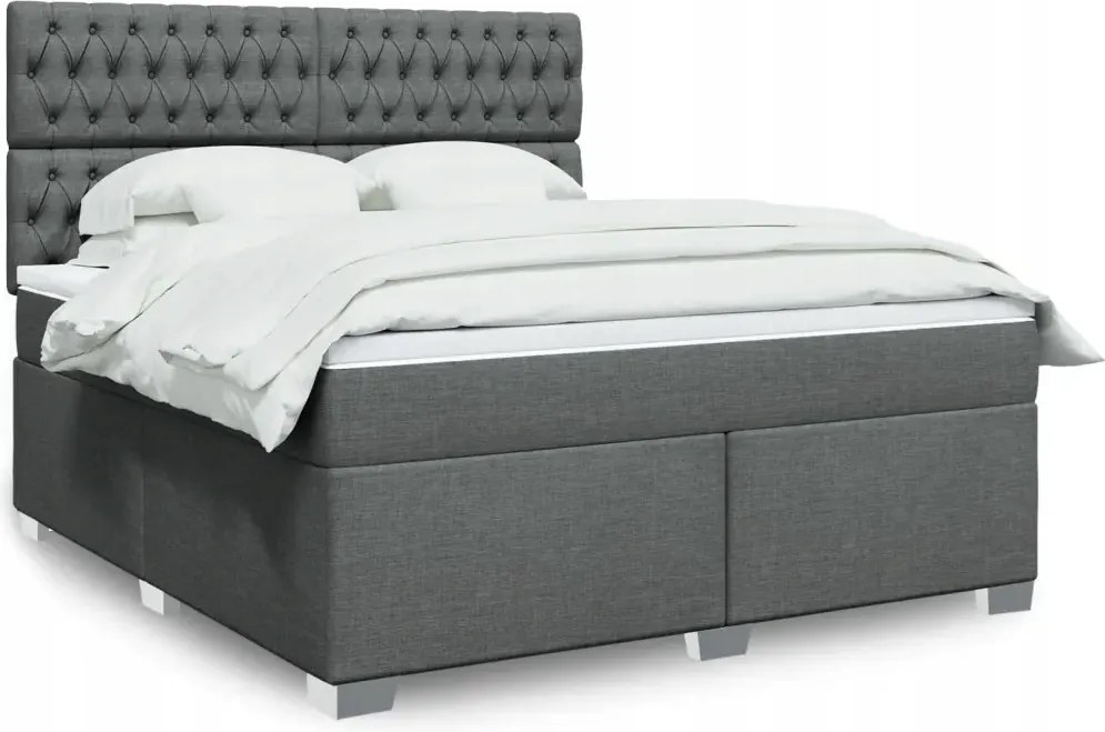 vidaXL Boxspring posteľ s matracom tmavosivá 180x200 cm látka