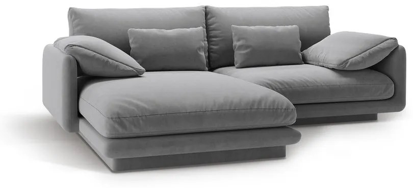 Svetlosivá zamatová rohová pohovka (ľavý roh/s leňoškou) Torino – Micadoni