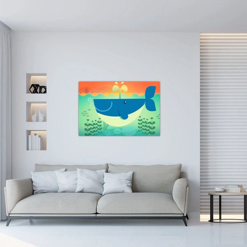 Obraz - Veselá veľryba v mori (90x60 cm)
