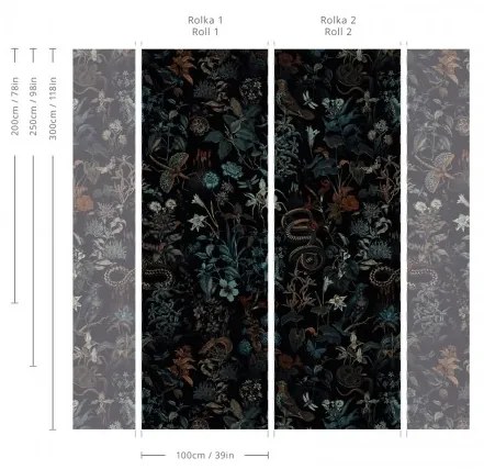 WALLCOLORS Botanic black wallpaper - tapeta POVRCH: Prowall Sand
