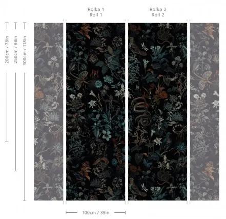 WALLCOLORS Botanic black wallpaper - tapeta POVRCH: Wallstick