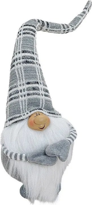 Zimný škriatok Siváčik so kockovaným vzorom 50 cm