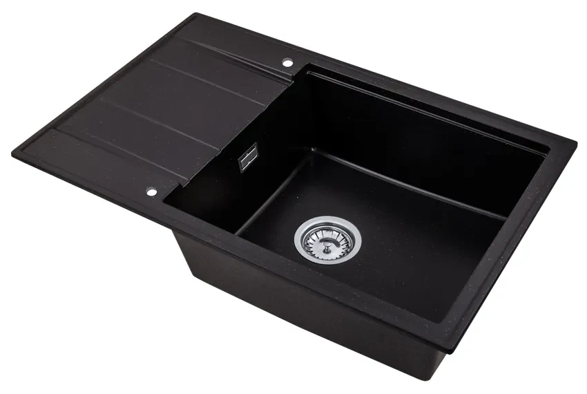 Gamma Modern 8010, 1-komorový granitový drez 800x500x210 mm, čierna so zlatými bodmi, GMA-ZM-8010-GD