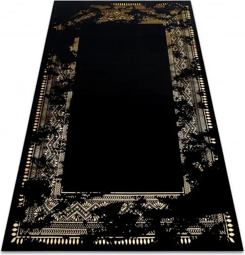 Dywany Łuszczów 200x290 cm Kusový koberec Gloss 408C 86 glamour black/gold, čierna, chodba / predsieň