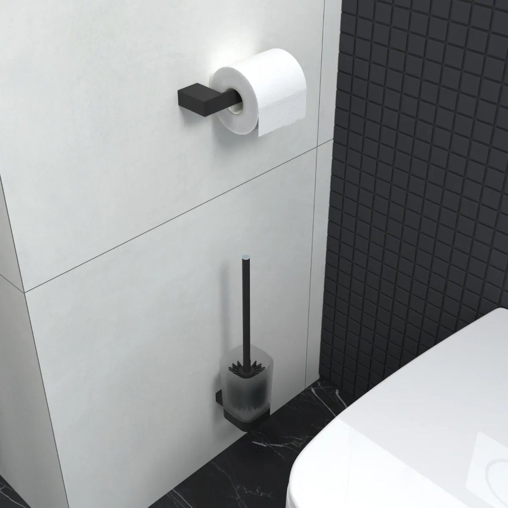 Nimco WC kefa s hranatou rukoväťou KIBO čierna - Ki-14094CN-HR-90